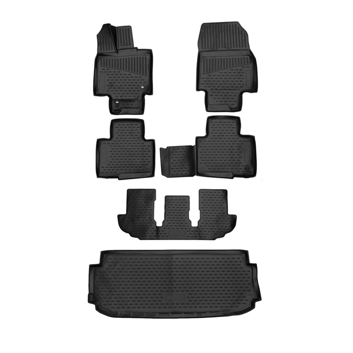 Toyota Highlander 3D Floor-Trunk Mats - Omac - SUV Kit - Black - 2020-2025 Toyota Highlander 3D Floor-Trunk Mats - Omac - SUV Kit - Black - 2020-2025